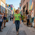 Women's Liril Green Round Neck T-shirts