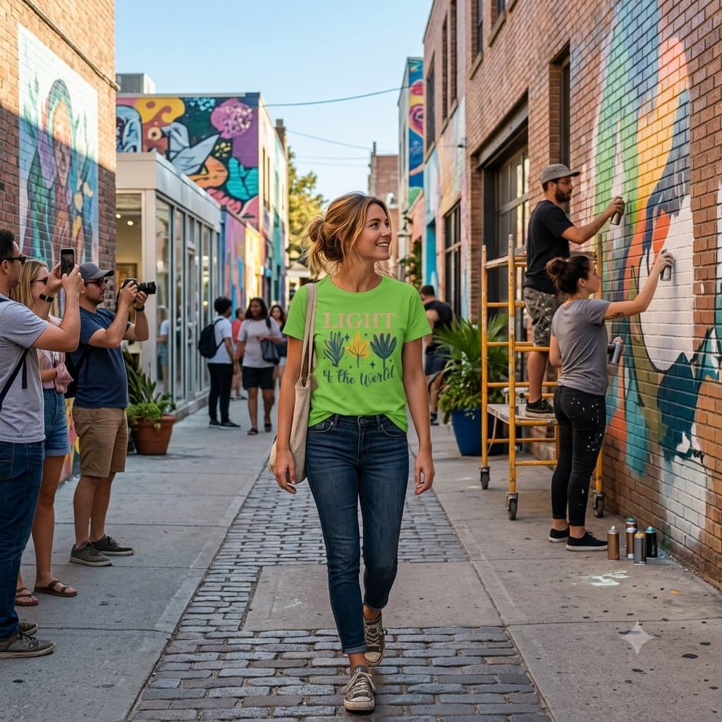 Women's Liril Green Round Neck T-shirts