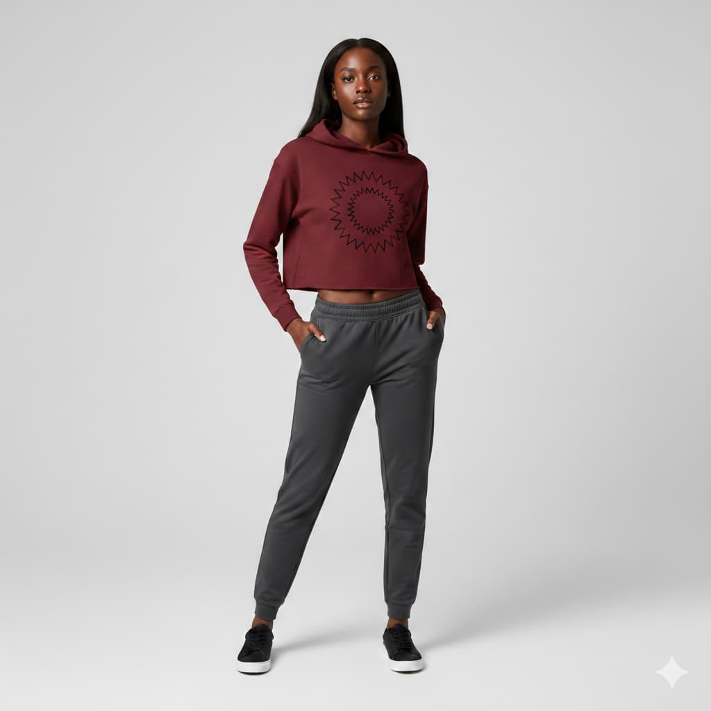 WOMENS MAROON CROP HOODIES