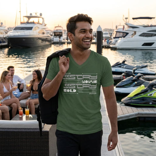 Men's Olive Green V-Neck T-shirt