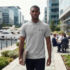 Men's Melange Grey Polo T-shirt