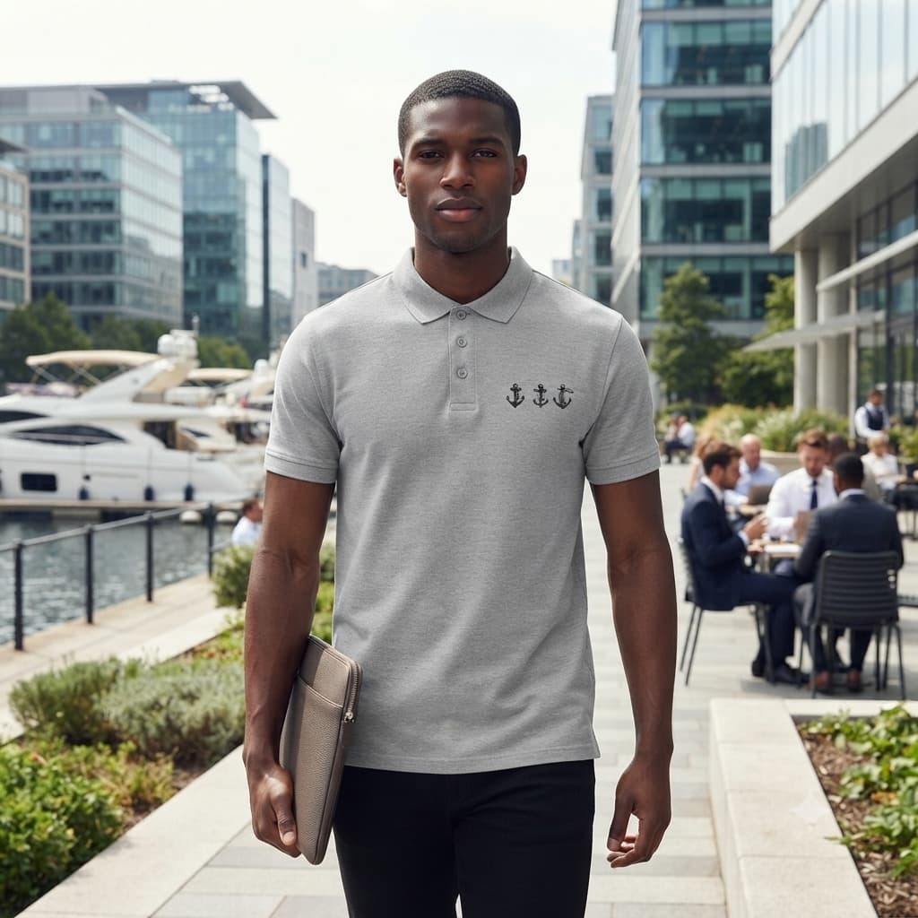 Men's Melange Grey Polo T-shirt