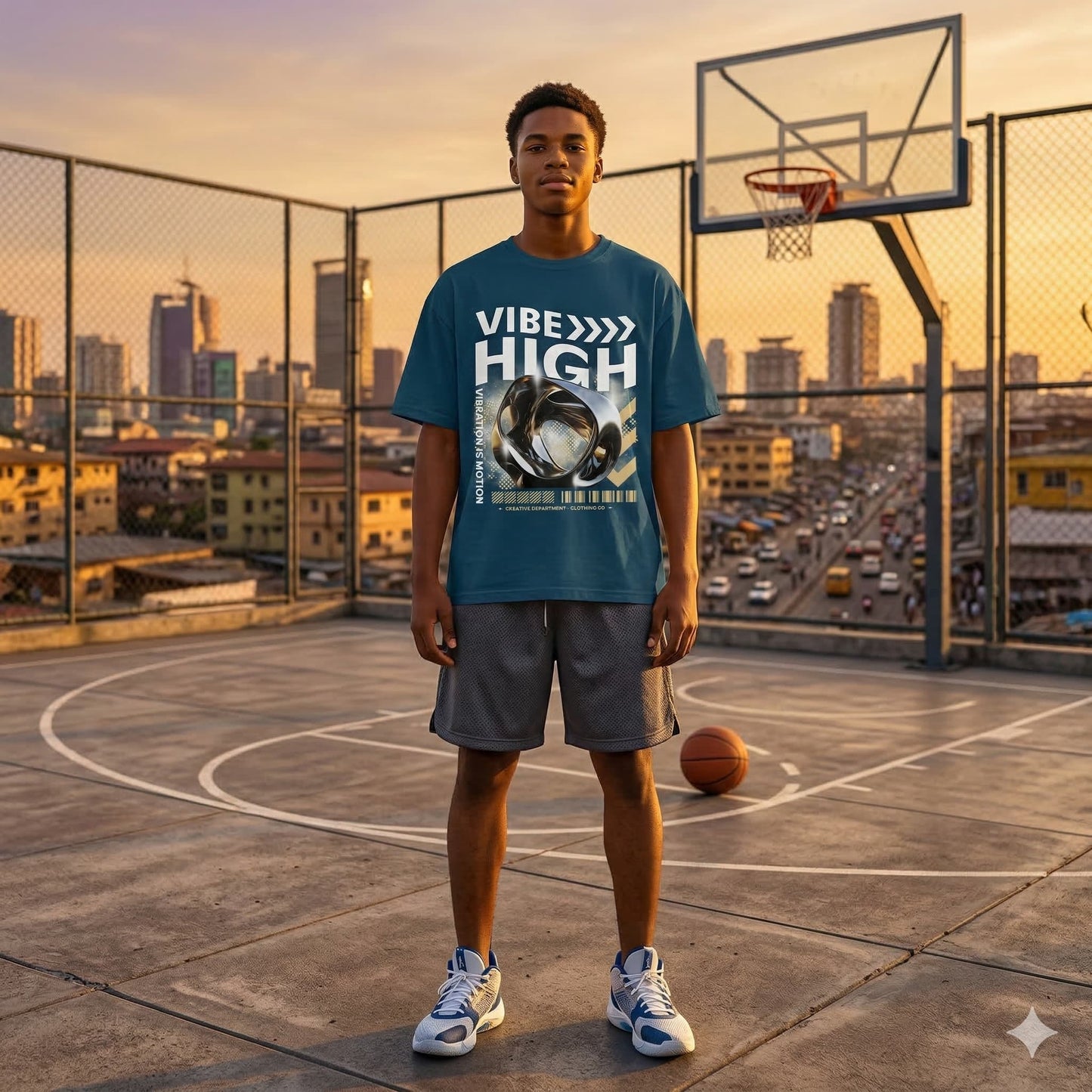 Men's Navy Blue Oversized Round Neck T-shirts