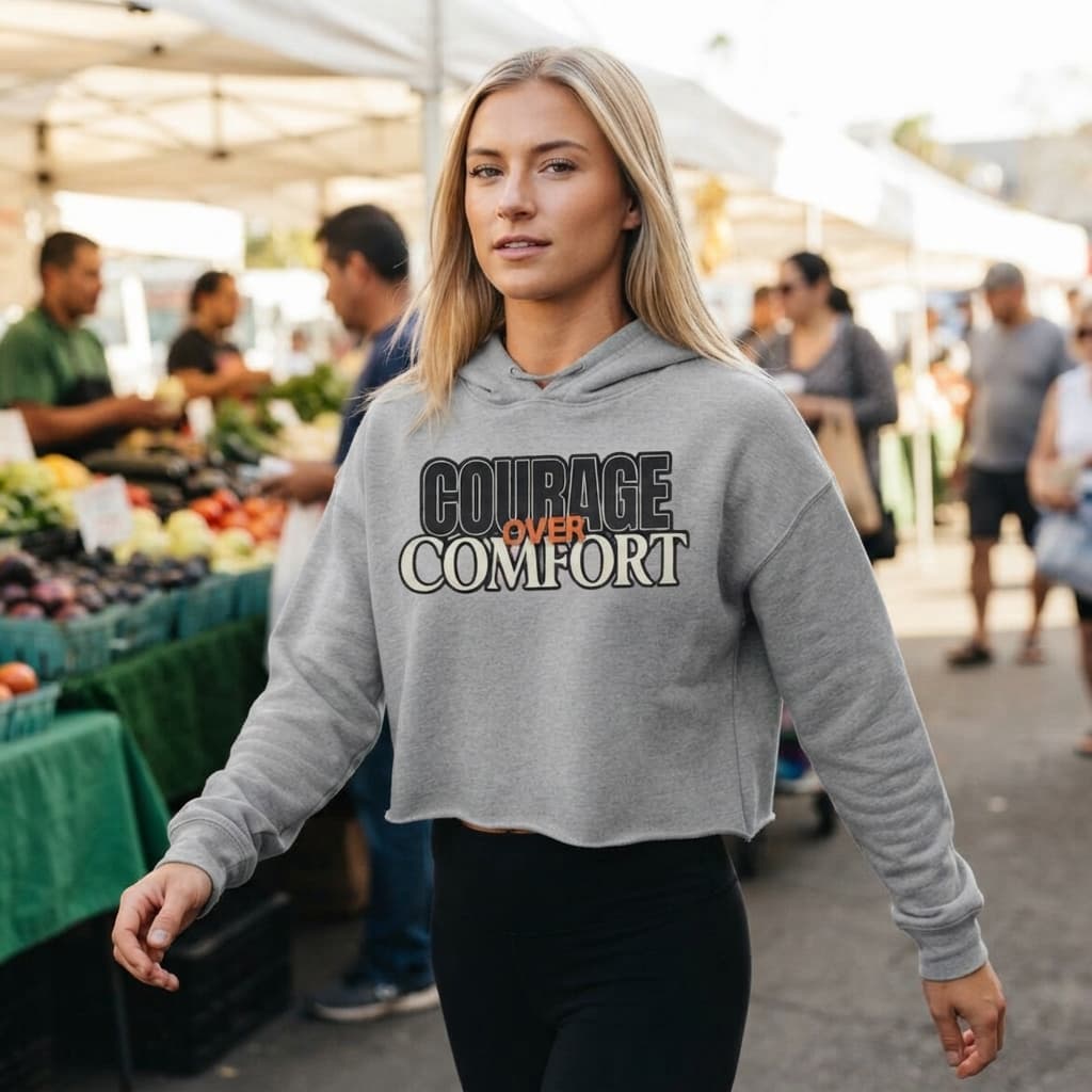 Women's Melange Grey Crop Hoodies