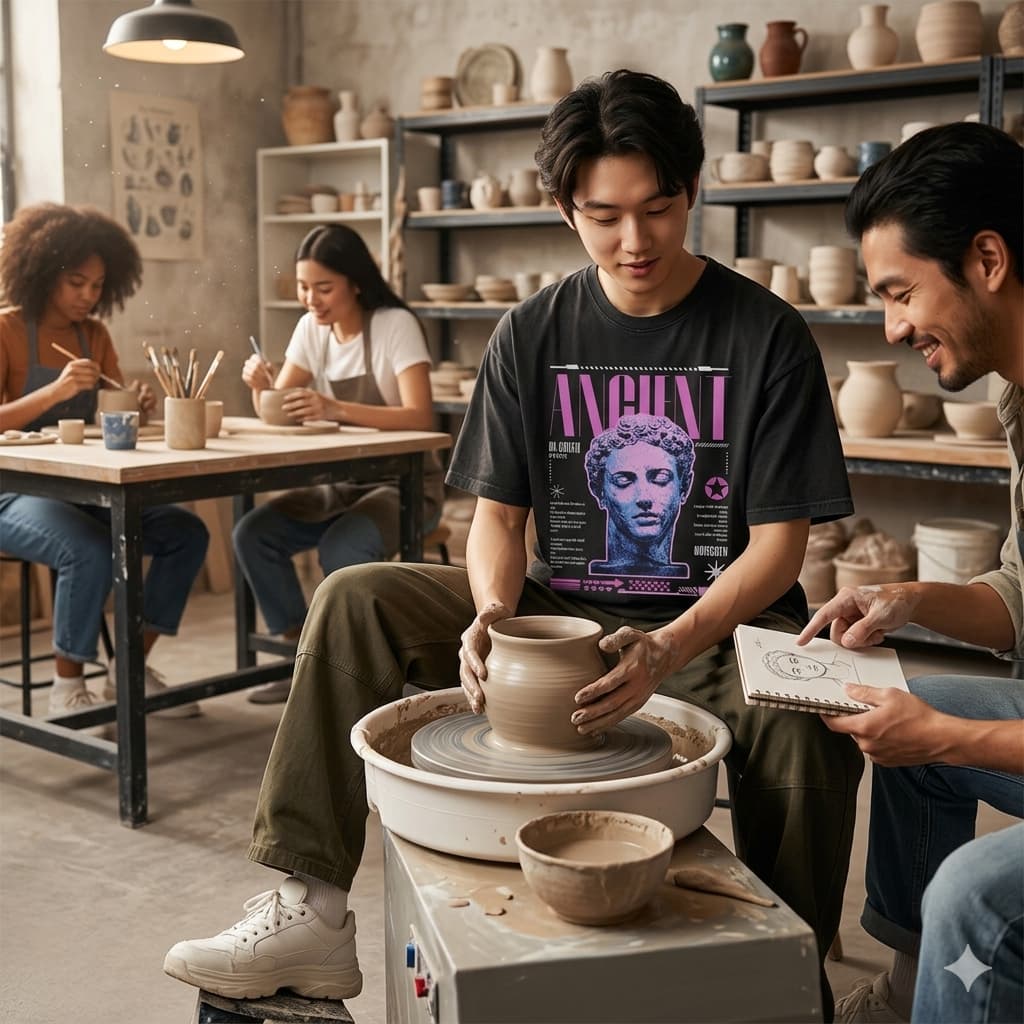 Men's Black Oversized Round Neck T-shirt