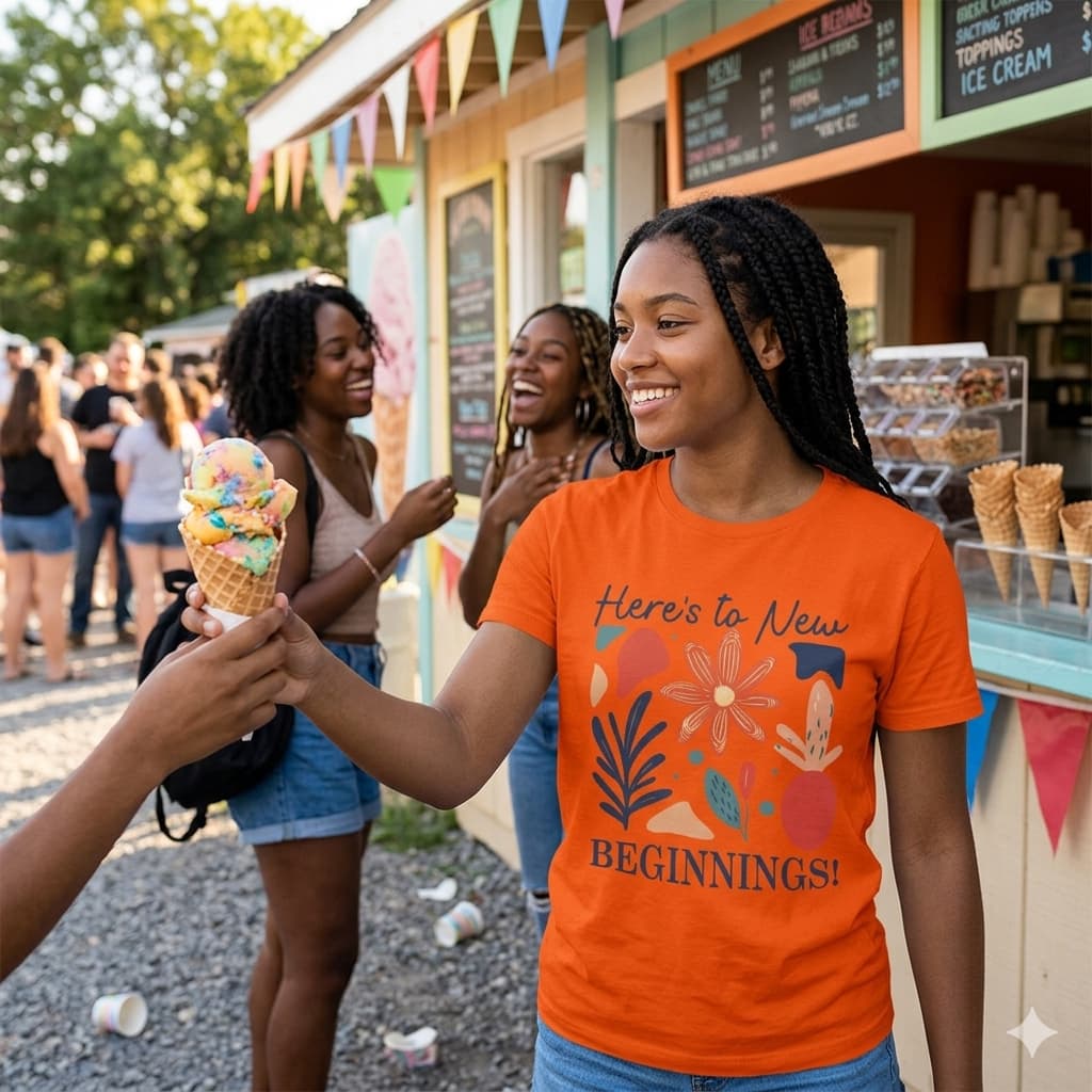 Women's Orange Round Neck T-shirt