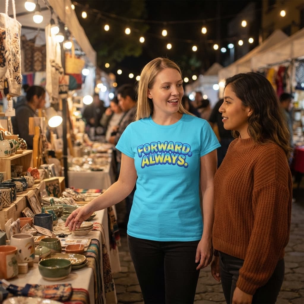 Women's Sky Blue Round Neck T-shirt