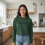 WOMENS OLIVE GREEN CROP HOODIES 