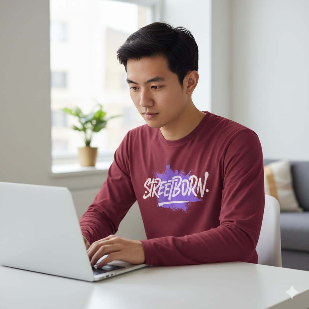 MENS MAROON ROUNDNECK F/S T-SHIRT