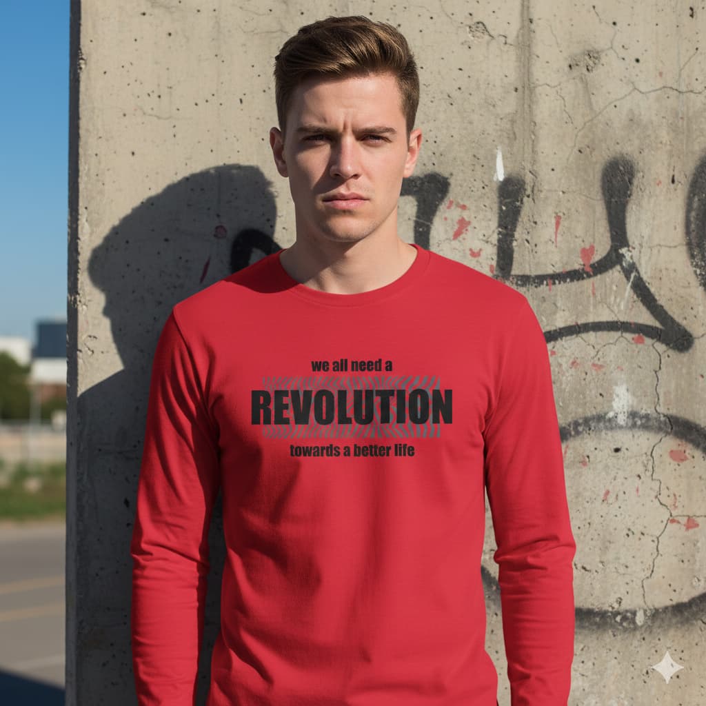 MENS RED ROUNDNECK F/S T-SHIRT