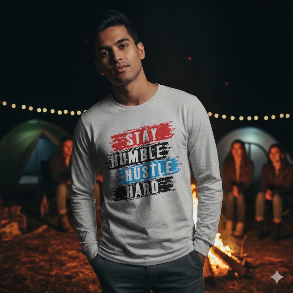 Men's Melange Grey Full Sleeve Round Neck T-shirts