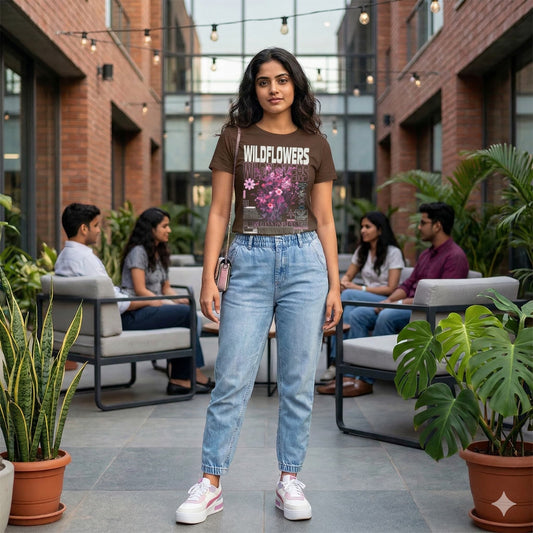 Women's Coffee Brown Round Neck T-shirts