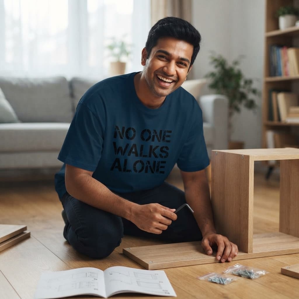 karavirs™ No One Walks Alone — Navy Blue Oversized Tee