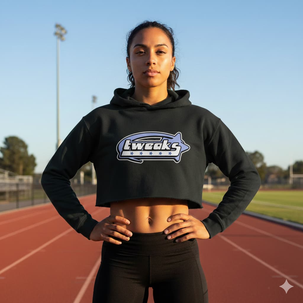 WOMENS BLACK CROP HOODIES