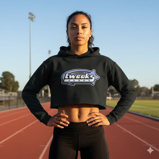 WOMENS BLACK CROP HOODIES