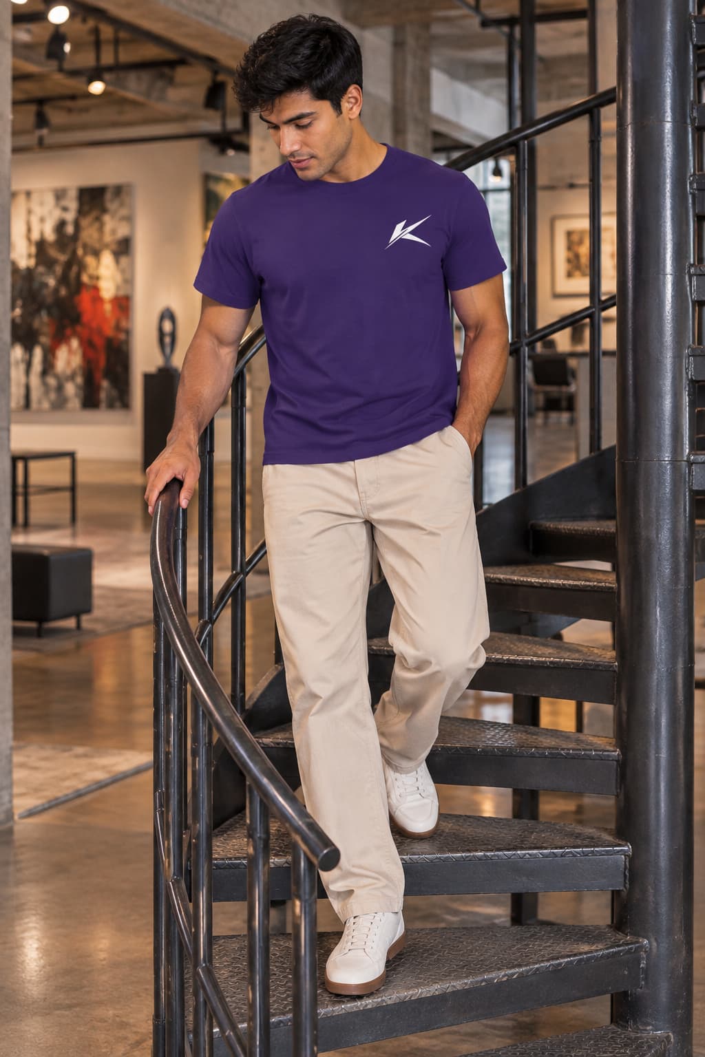 MENS PURPLE ROUNDNECK T-SHIRT