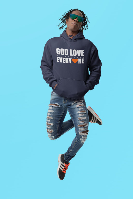 Person wearing a hoodie with &