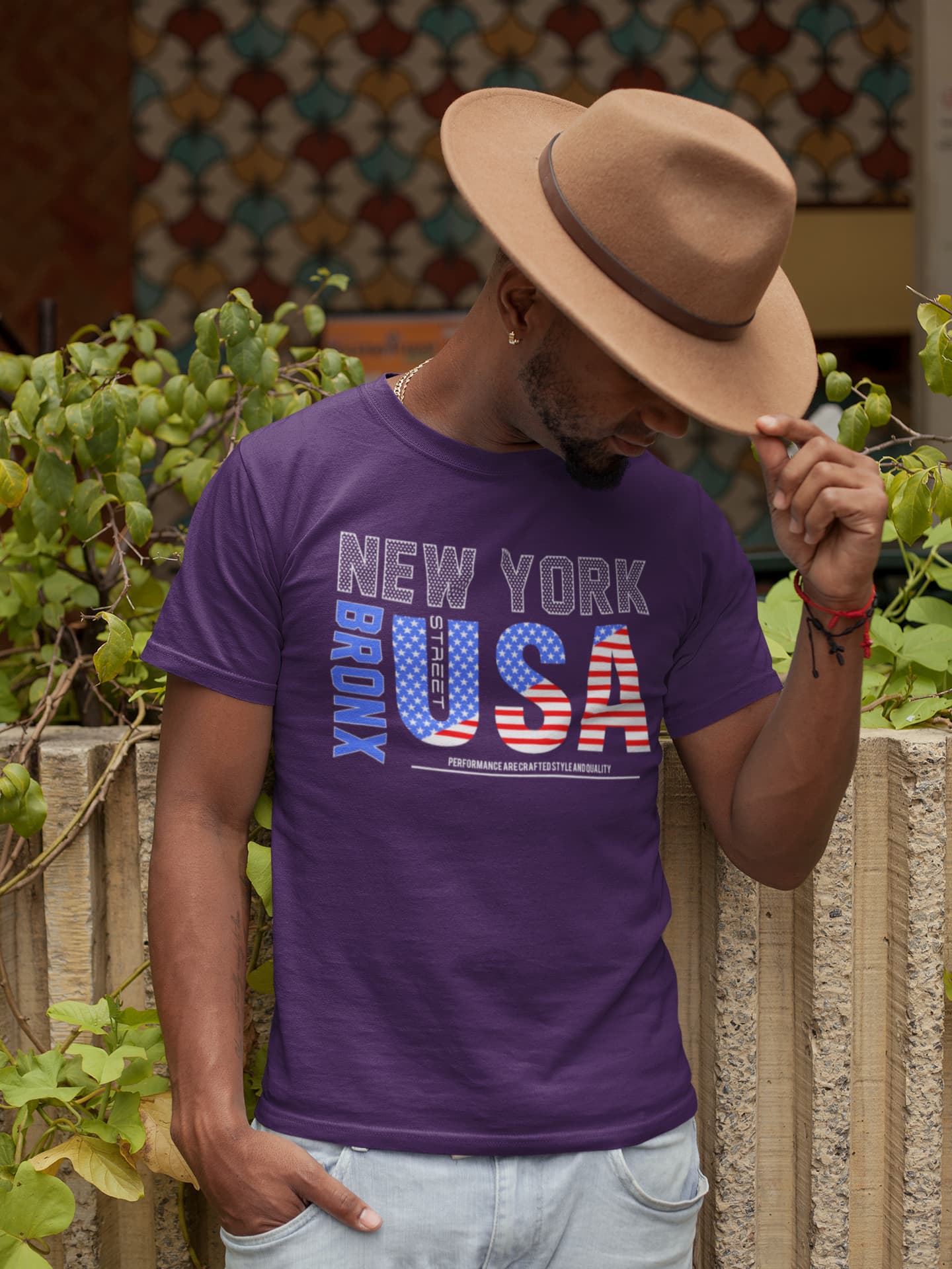 Man wearing a purple &