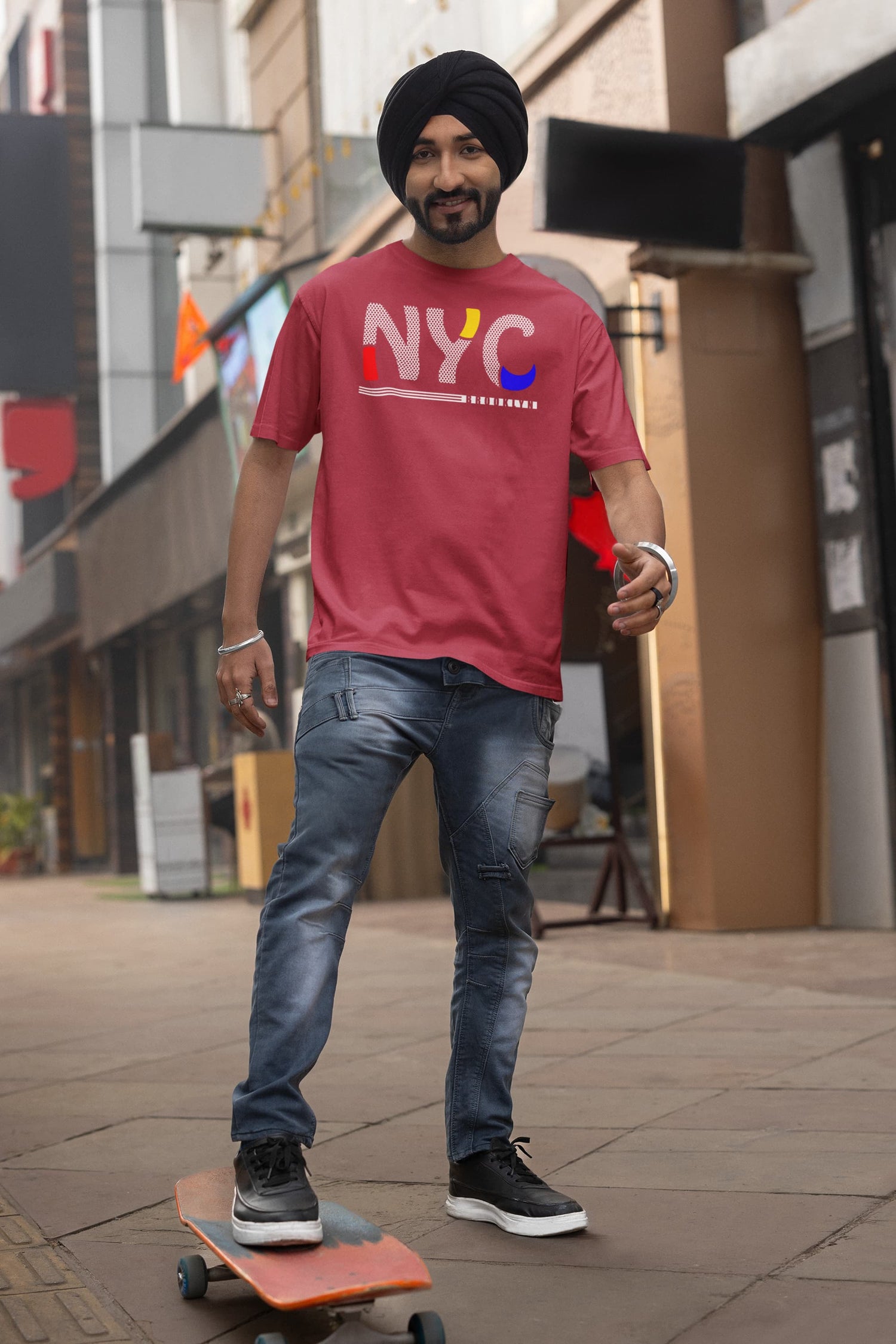 Man wearing a red &