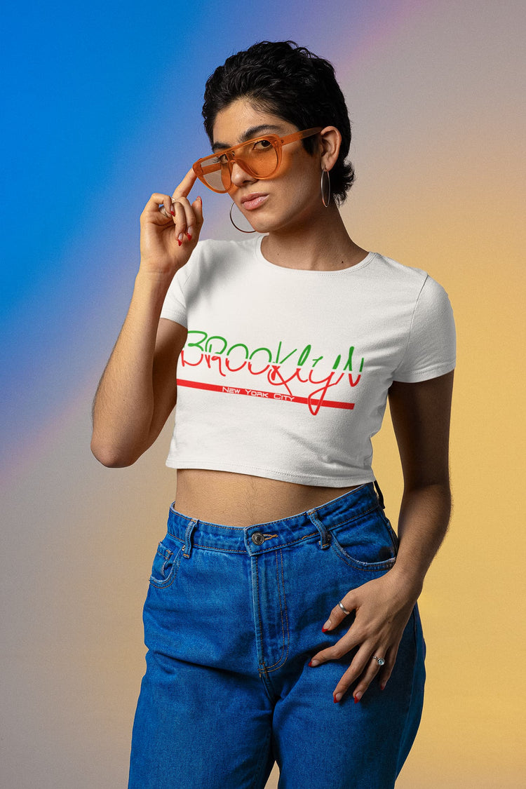 Person wearing a white t-shirt with &