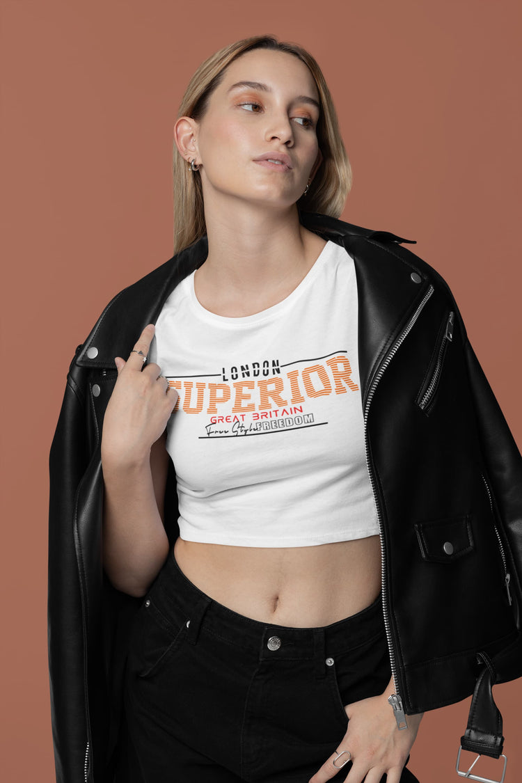 Woman wearing a white t-shirt with &