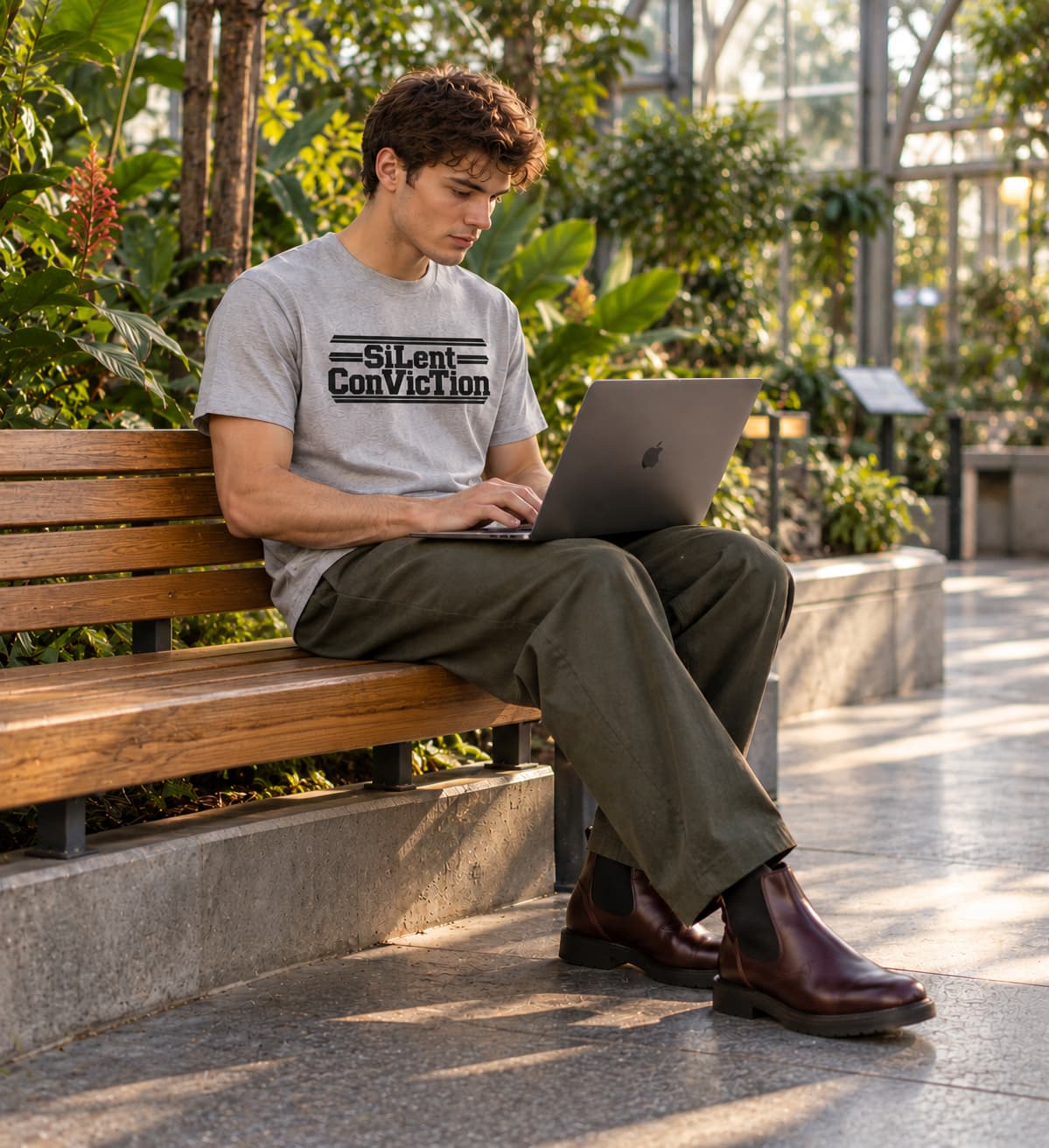 MENS MELANGE GREY ROUNDNECK T-SHIRT