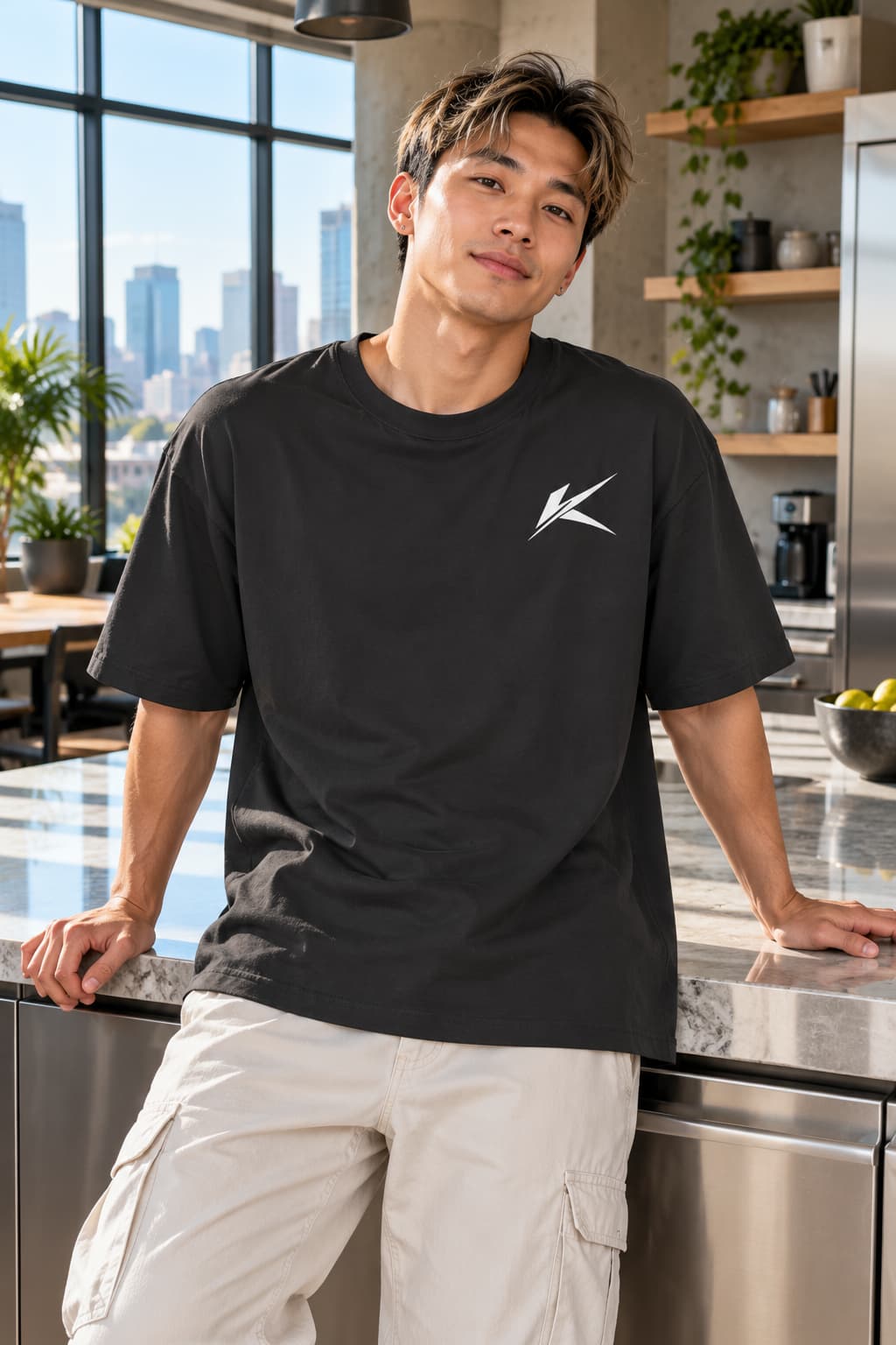Karavirs® Signet oversized tee in black for men India - view 1