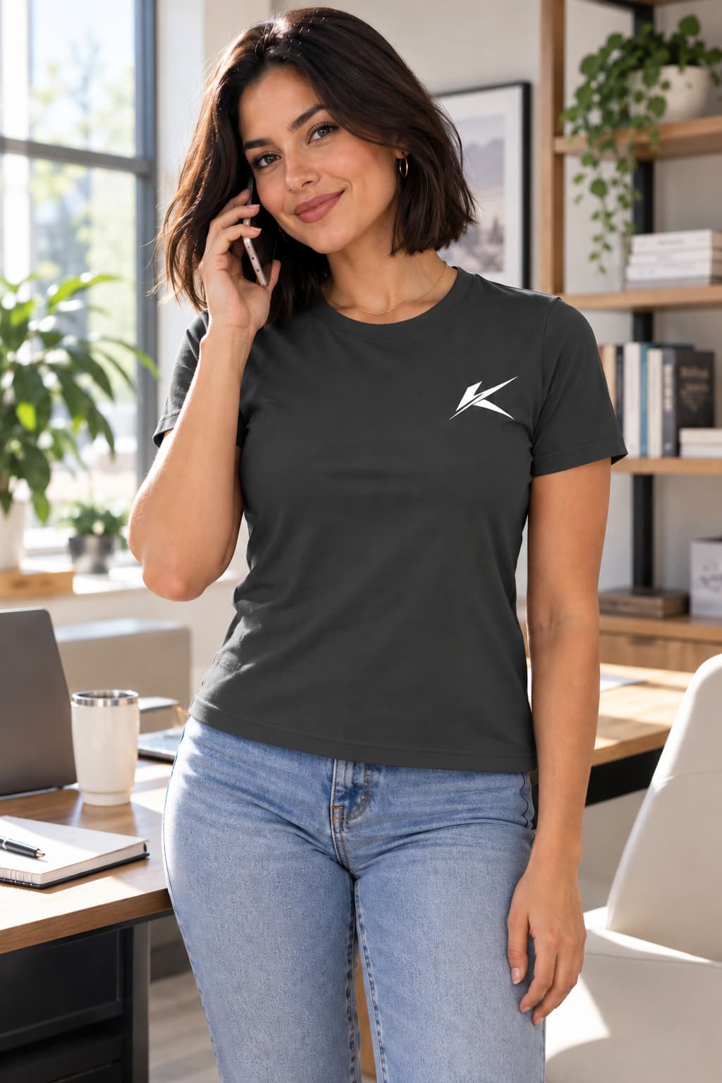 Karavirs® Glyph tee in black for women India - view 1