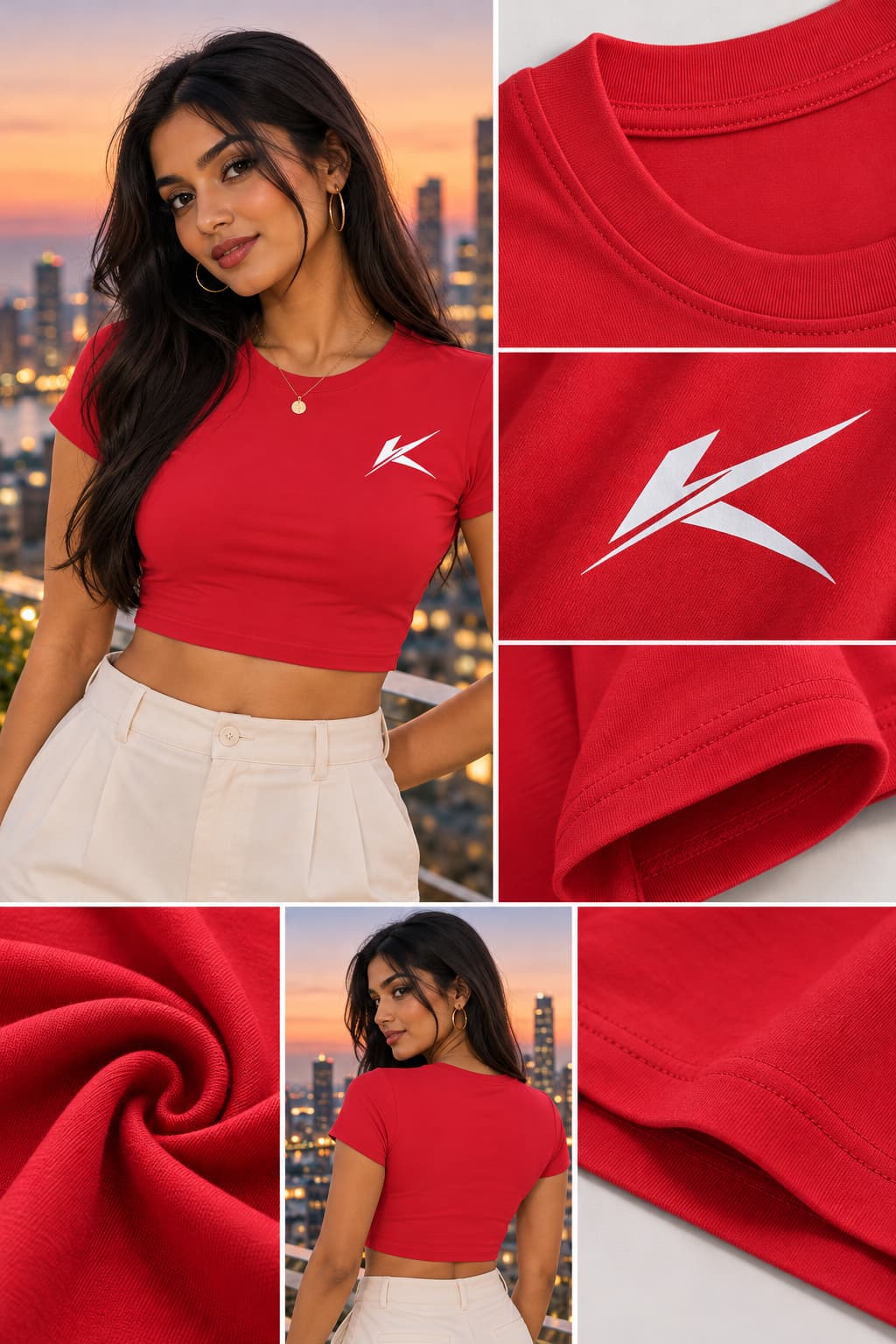 Karavirs® Lodestar crop top in red for women India - view 1