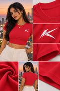 Karavirs® Lodestar crop top in red for women India - view 1