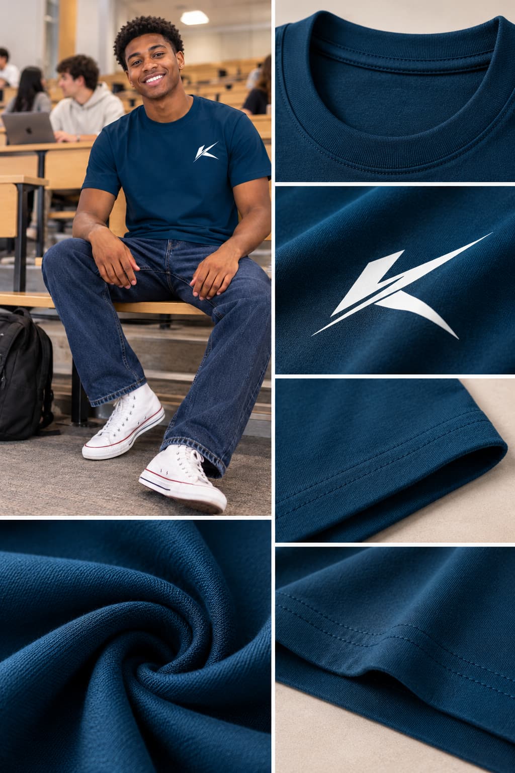 MENS NAVY BLUE ROUNDNECK T-SHIRT