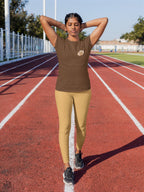 Women's Coffee Brown Round Neck T-shirts