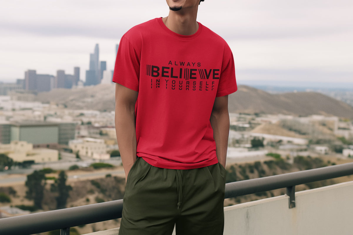Karavirs® Believer Red graphic tee for men India