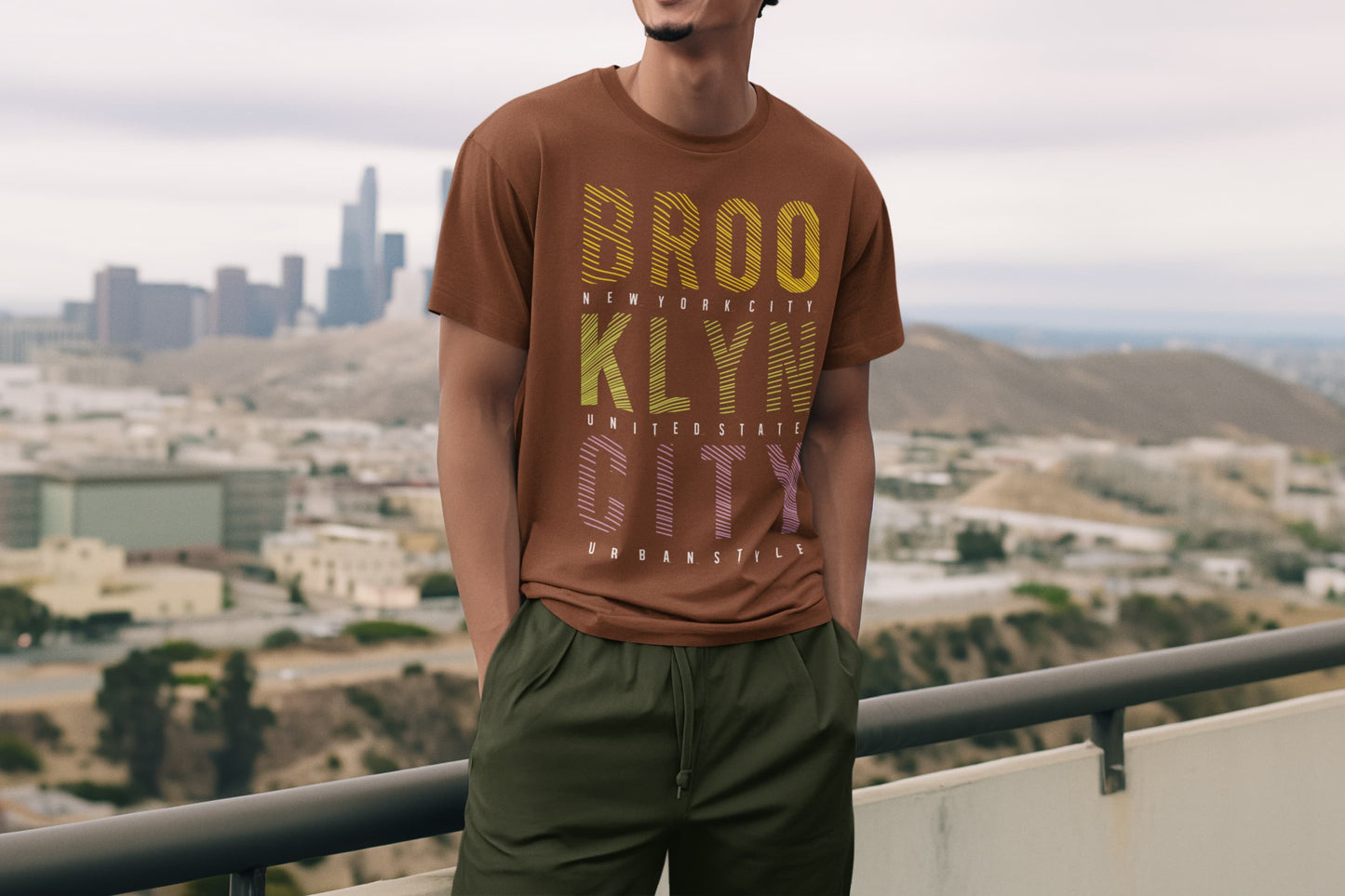 Men's Coffee Brown Round Neck T-shirts