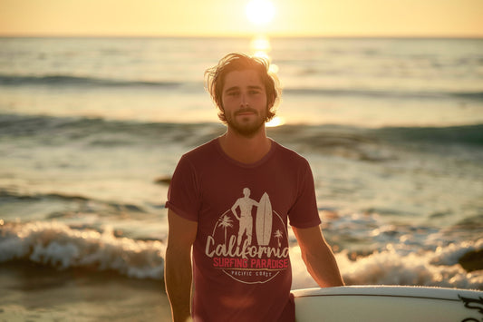 Men's Maroon Round Neck T-shirts