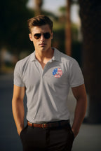 Men's Melange Grey Polo T-shirts