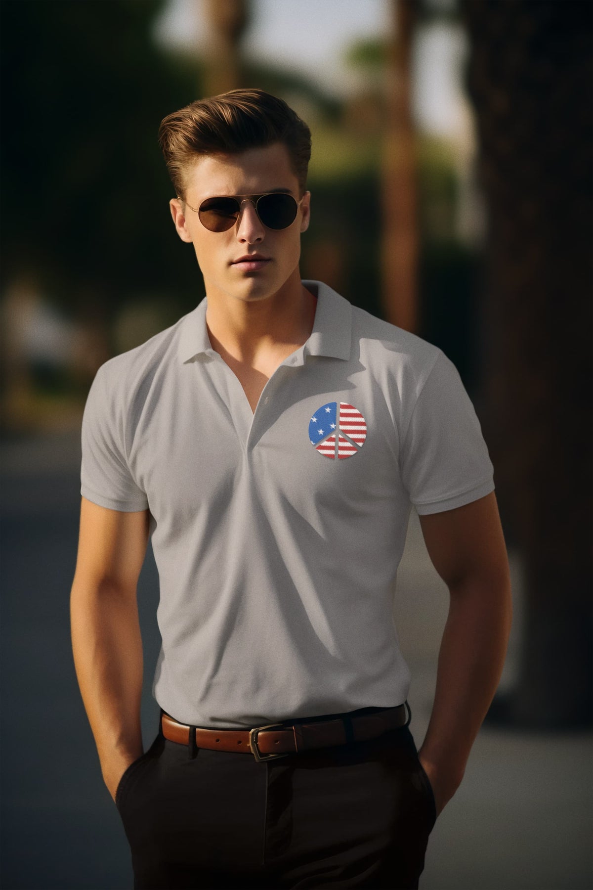 Men's Melange Grey Polo T-shirts