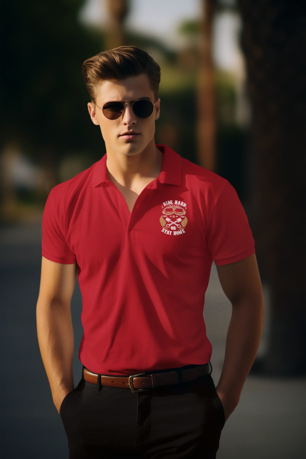 Karavirs® Ride Red polo t-shirt for men India