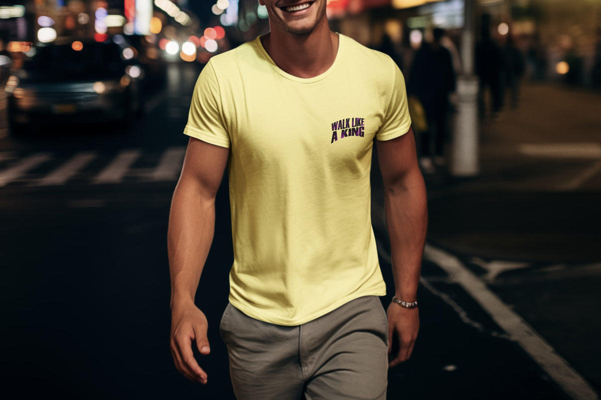 Men's Butter Yellow Round Neck T-shirts