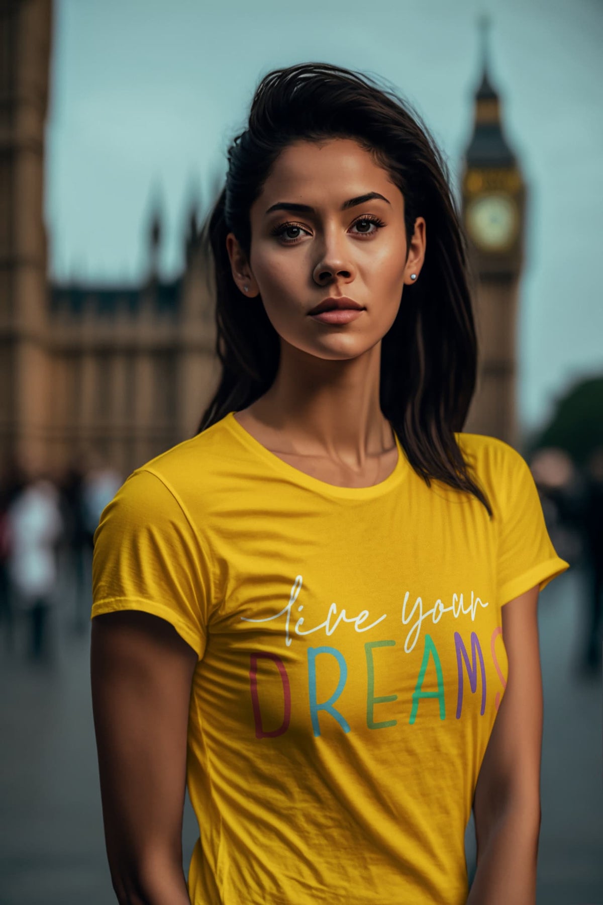 Women's Golden Yellow Round Neck T-shirts