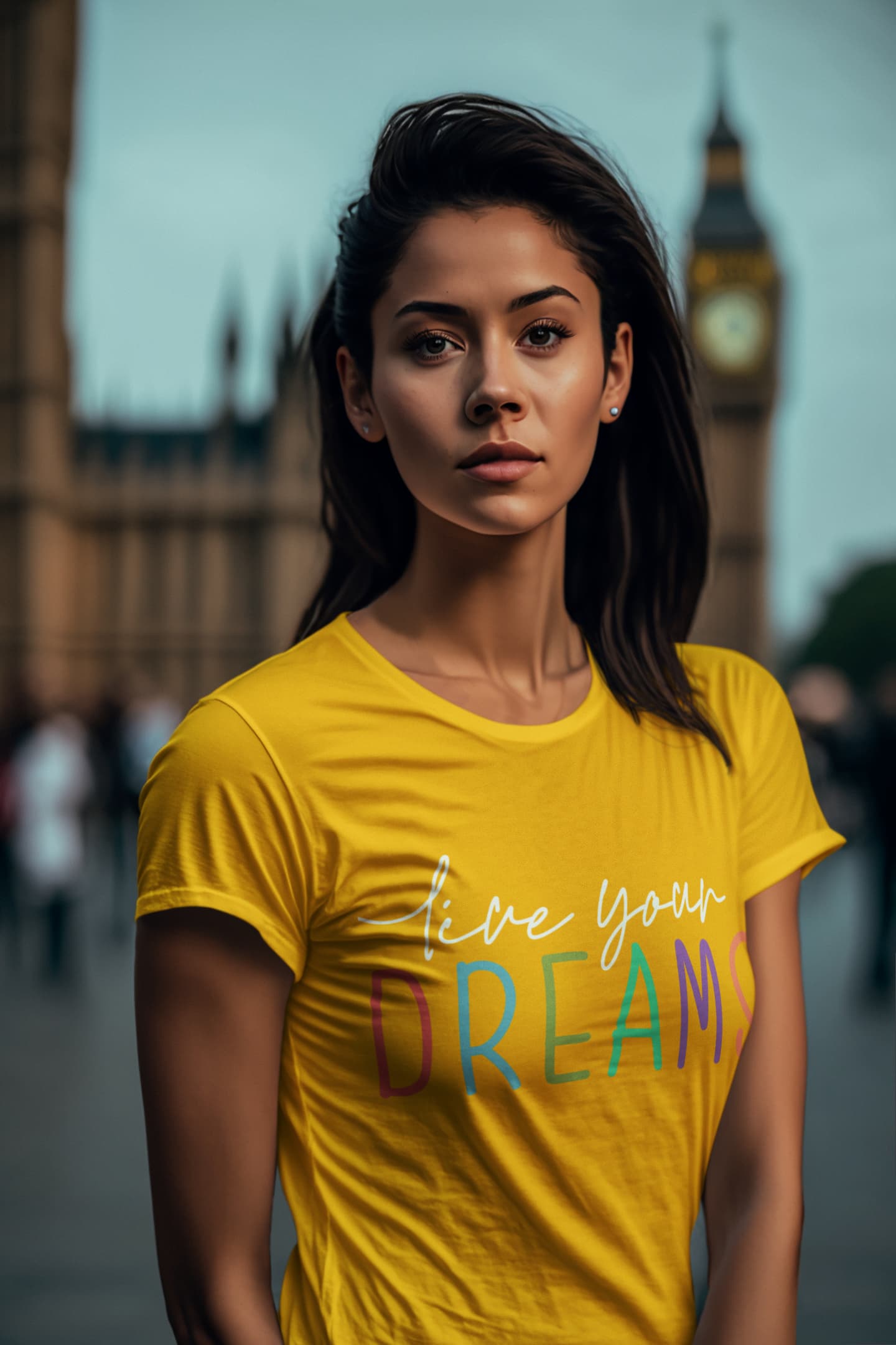 Women's Golden Yellow Round Neck T-shirts