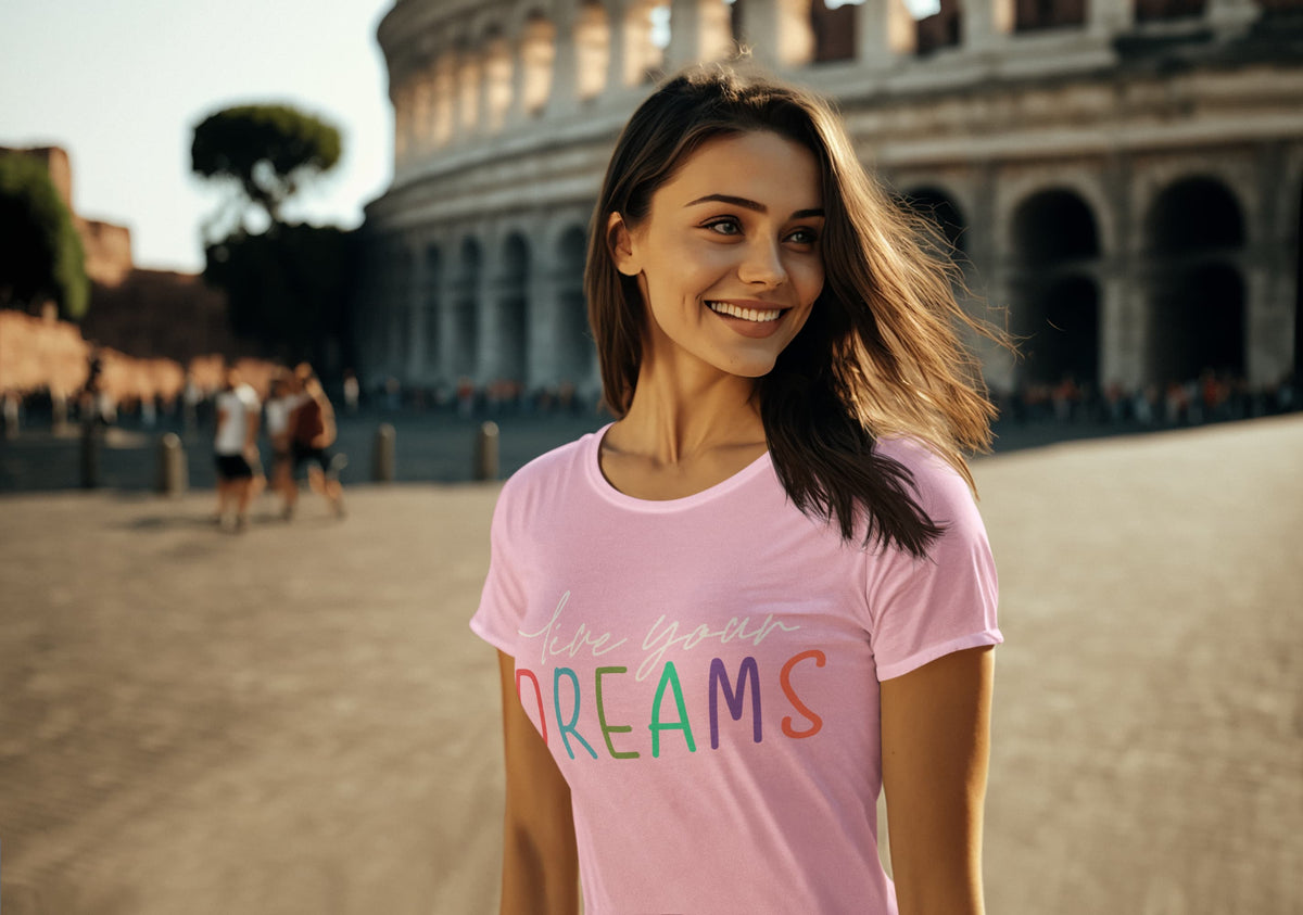 Women's Light Pink Round Neck T-shirts