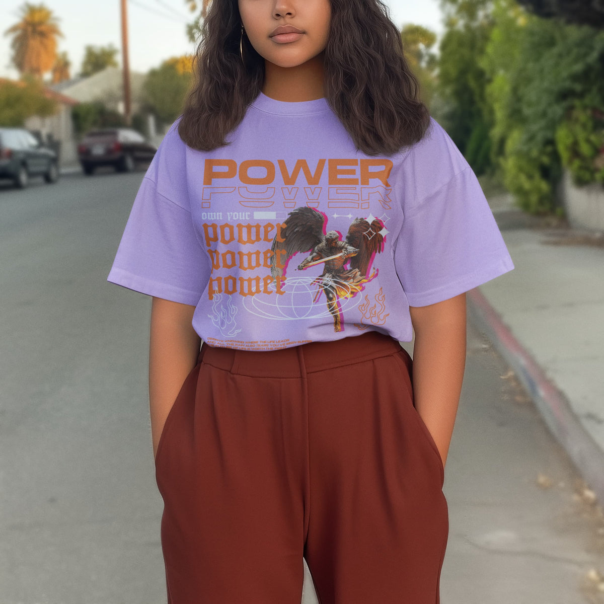Women's Iris Lavender Oversized Round Neck T-shirts
