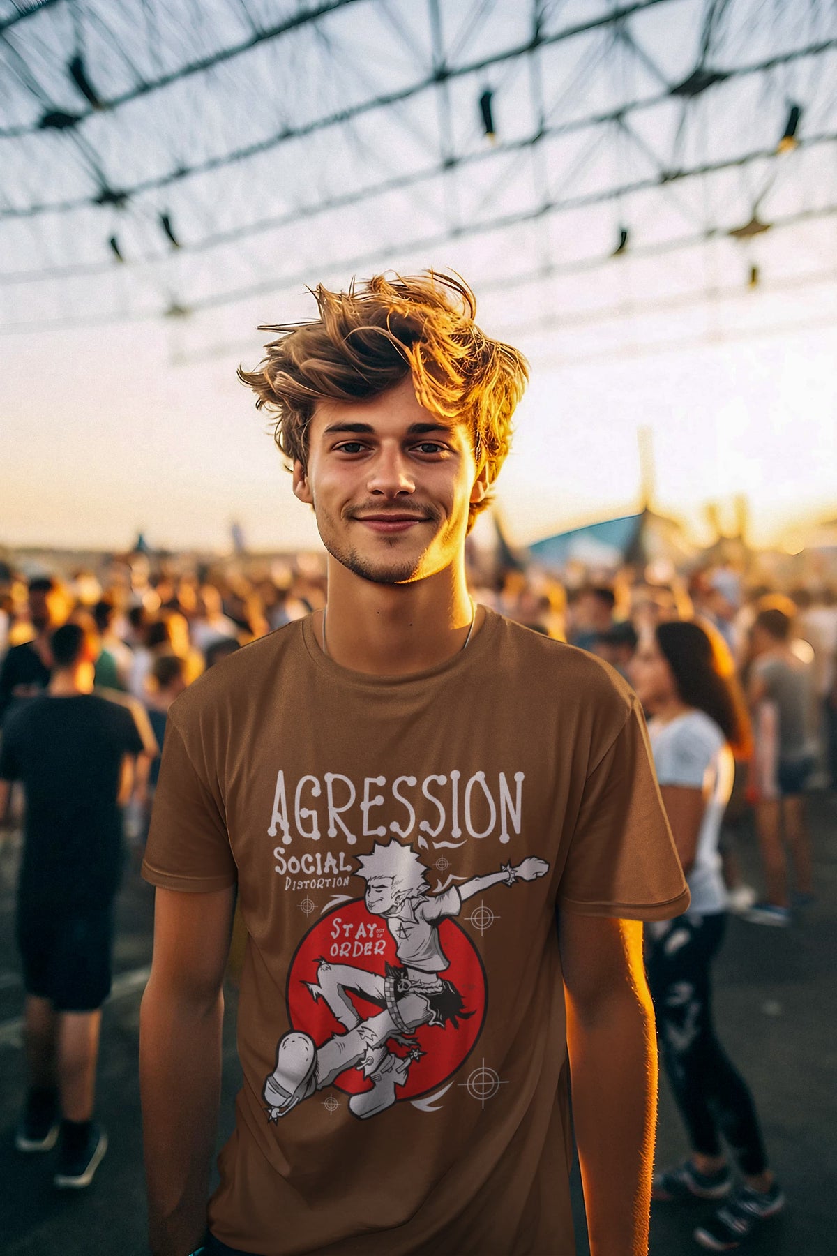 Men's Coffee Brown Round Neck T-shirt