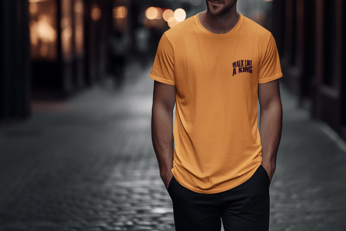 Men's Mustard Yellow Round Neck T-shirts
