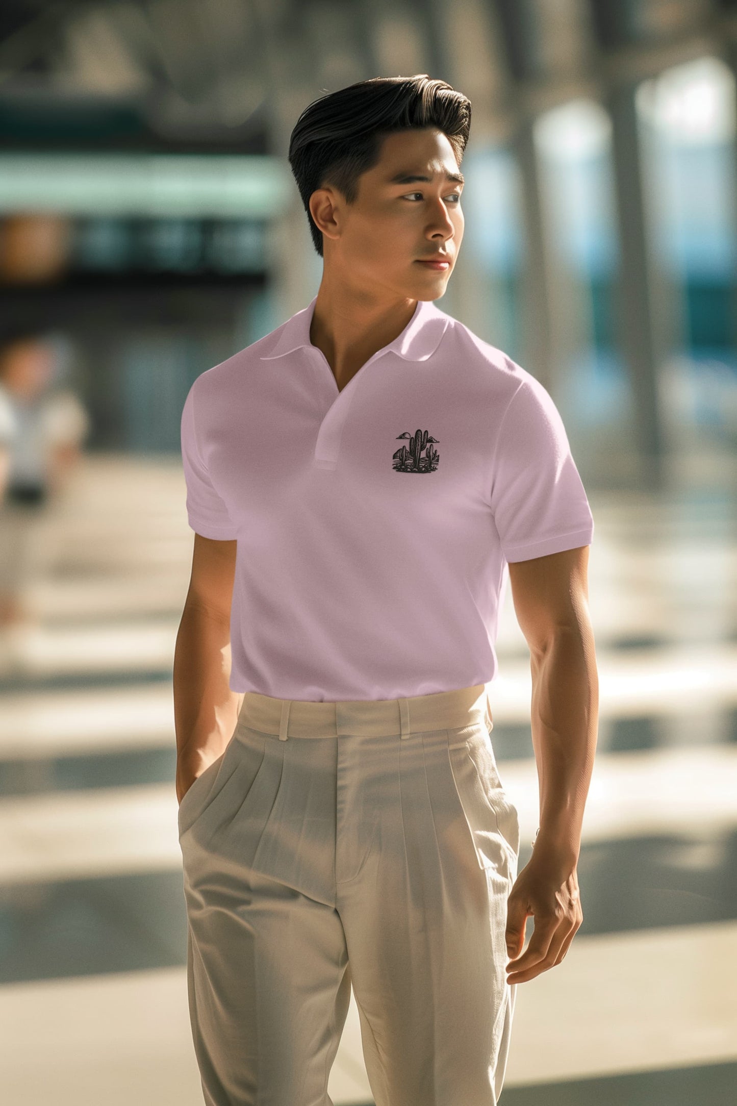 Men's Light Pink Polo T-shirts