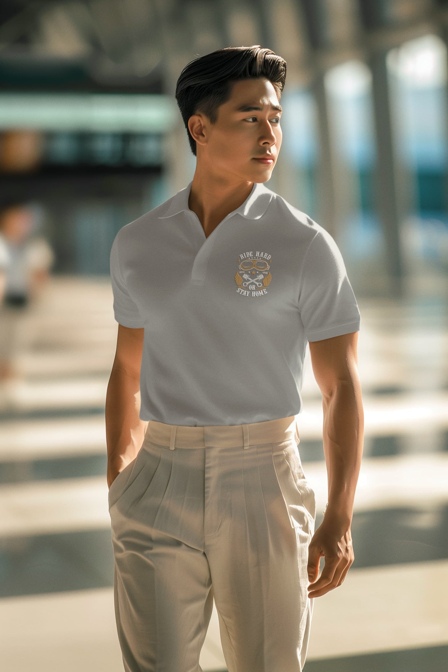 Men's Melange Grey Polo T-shirts