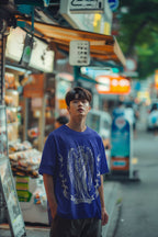 Men's Royal Blue Oversized Round Neck T-shirts