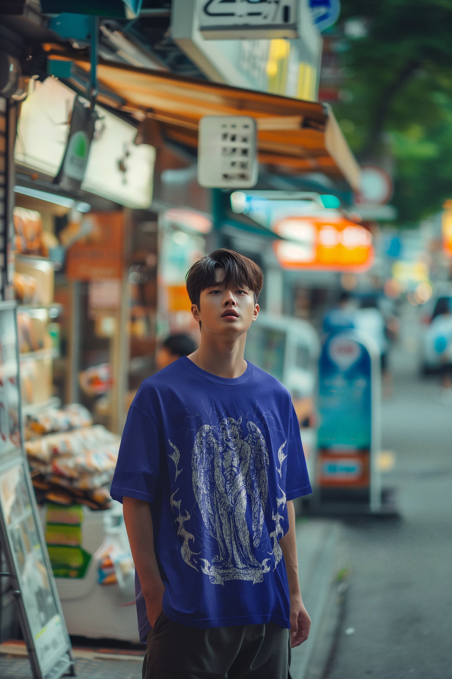 Men's Royal Blue Oversized Round Neck T-shirts