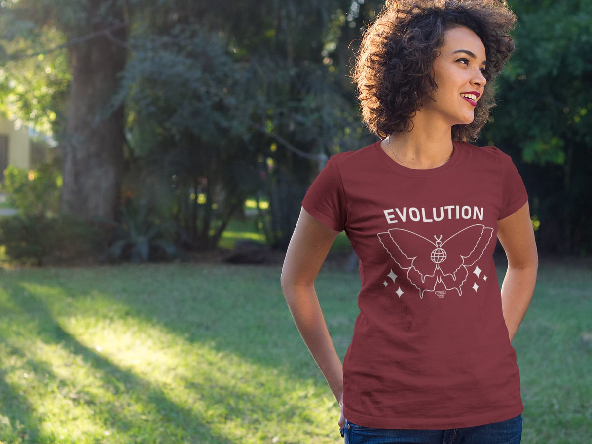 Karavirs® Evolution Maroon graphic tee for women India